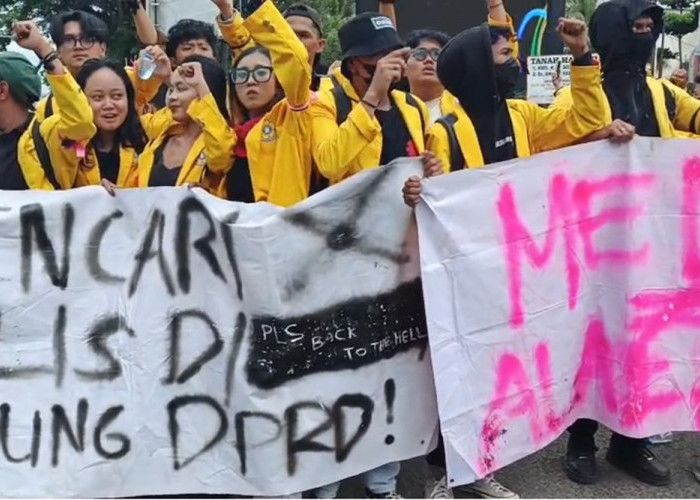 Potret Mahasiswa Unsri Saat Lakukan Aksi Unjuk Rasa di DPRD Sumsel