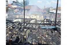  Diduga Korsleting Listrik, Di tinggal Nyadap Karet Empat Rumah Dilalap Api 