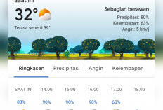 Prakiraan Cuaca Palembang, Hujan Ringan dan Petir Siang Hingga Sore