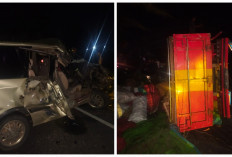 Kijang Kapsul Hantam Truk di Belitang OKU Timur, Tiga Penumpang Alami Luka Ringan Akibat Sopir Mengantuk