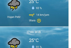 Cuaca Palembang 17 November 2024, BKMG: Awas Potensi Hujan dan Petir di Sore Hari!