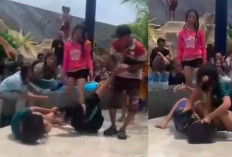 Heboh, 2 Wanita Berkelahi di Kolam Renang Dinesti Land, Diduga Rebutan Ban Mandi, Netizen: Norak Banget! 