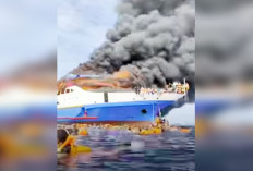 Panik, Puluhan Penumpang Terjun ke Laut, KM Barcelona Terbakar di Perairan Pulau Talise