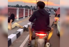 Main Layangan di Jembatan Musi 6 Palembang, Pengendara Motor Celaka Tersangkut Tali