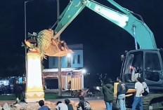 Pemkot Prabumulih Robohkan Tugu Nanas Usai Penolakan Warga