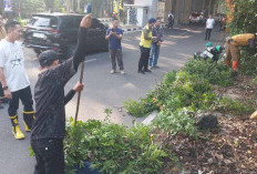 Ratu Dewa Pimpin Jumat Bersih, Bersihkan Rumput Tinggi di Jalan Angkatan 45