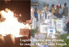 Termakan Hoax, Massa di Papua Tengah Bakar Kotak Suara, Sebagian Dibuang ke Sungai.  Batal Nyoblos?