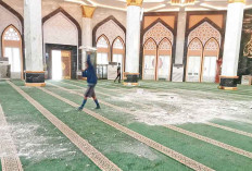 Dampak Bocor, Plafon Kubah Masjid An-Nur Ogan Ilir Ambruk