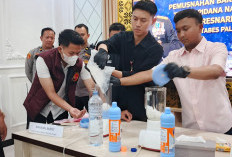 Satres Narkoba Polrestabes Palembang Musnahkan Barang Bukti Shabu dan Etomidate Hasil Ungkap Kasus Unit II