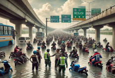 Banjir Bekasi Lumpuhkan Jalan, Polisi Izinkan Ratusan Pemotor Masuk Tol