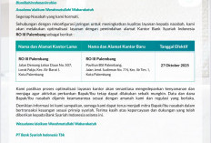 BSI RO III Palembang Resmi Pindah ke Paviliun BSI Mulai 27 Oktober 2025