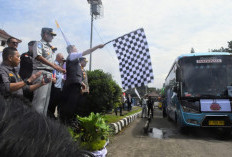 Pj Gubernur Sumsel Lepas 17 Bus Mudik Gratis, Jangkau Jawa dan Sumatera