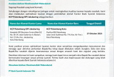 BSI Palembang OPI Jakabaring Pindah ke Paviliun BSI Palembang Mulai 27 Oktober 2025