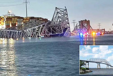 Mengerikan, Jembatan Baltimore Runtuh Ditabrak Kapal Kargo, Belasan Kendaraan Jatuh ke Sungai, 20 Orang Hilang