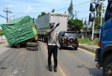 Truk Patah As Sebabkan Jalintim Palembang-Betung Macet Parah