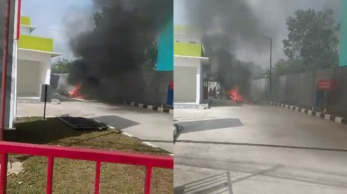 Aksi Nekat Pemilik Motor di SPBU: Berulang Kali Engkol Mesin Mogok, Akhirnya Terbakar Habis