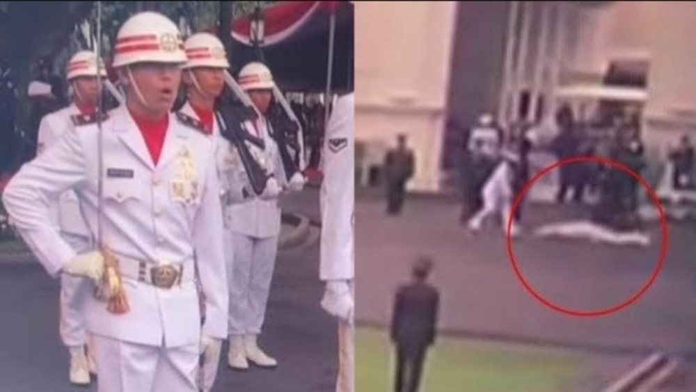 Detik-detik Komandan Pasukan Pembawa Panji TNI-Polri Ambruk di Depan Presiden Saat Siaran Langsung