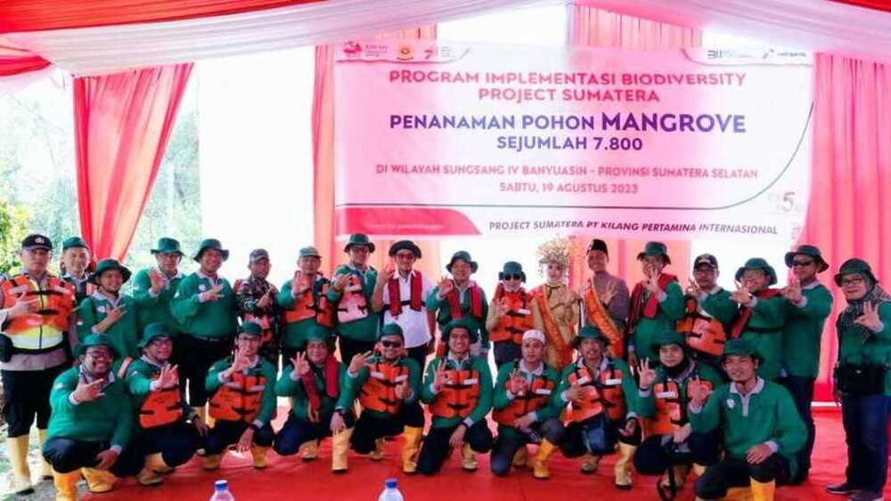 Dalam Rangka HUT RI ke-78, Pertamina Tanam 7800 Bibit Mangrove di Sumatera Selatan