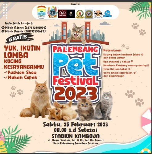 Yuk! Ikuti Palembang Pet Festival 2023, Ada Lomba Fashion Show Hewan Kesayanganmu
